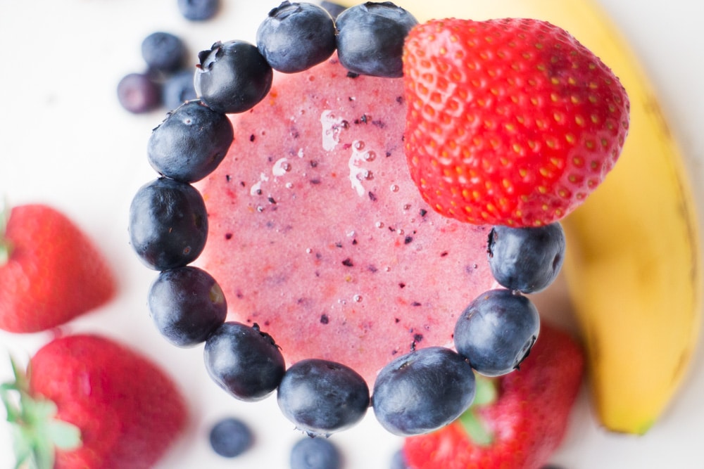 Creamy Dairy-Free Banana Strawberry Blueberry Smoothie Recipe